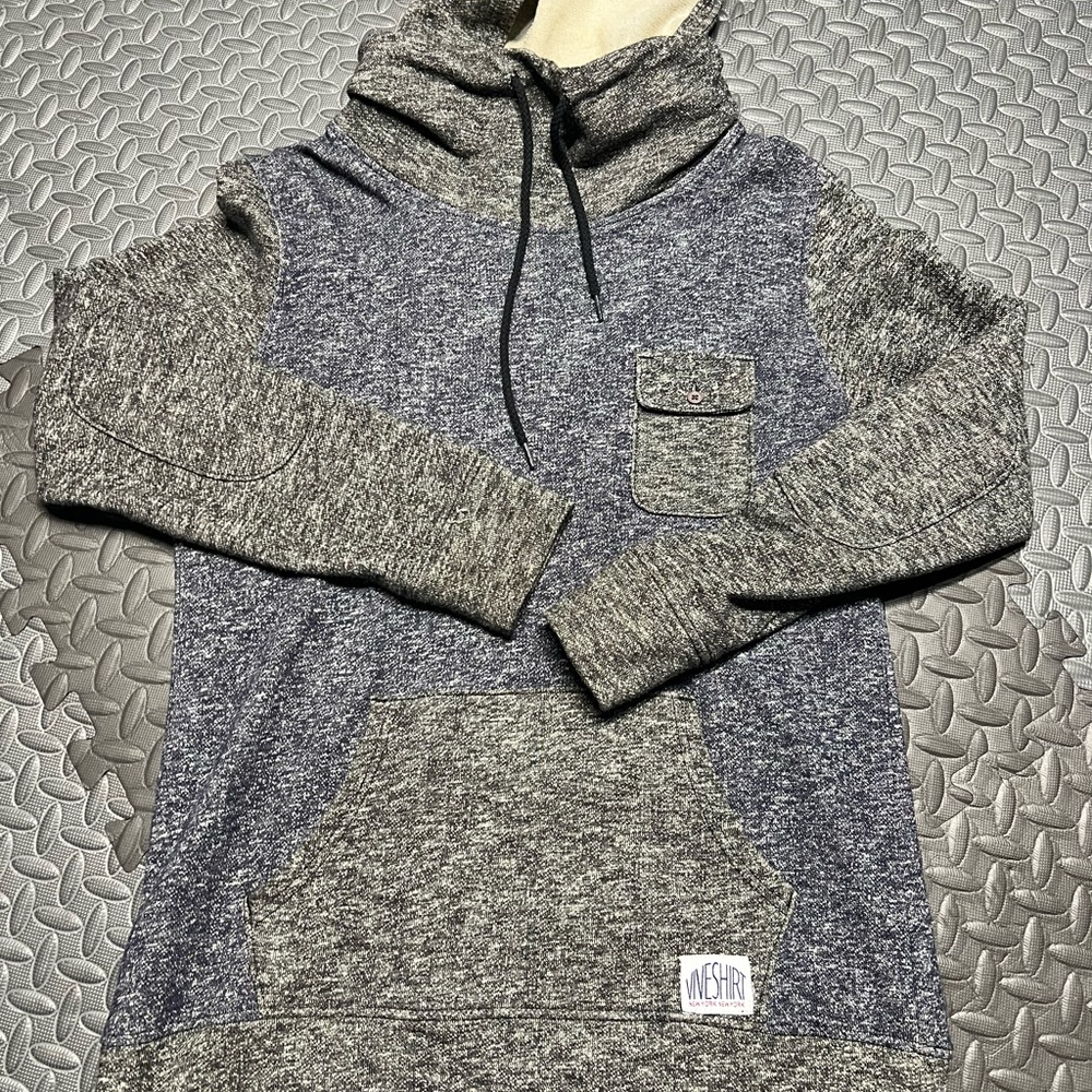 Men's Gray/blue Hoodie by viveshirt. Size medium.